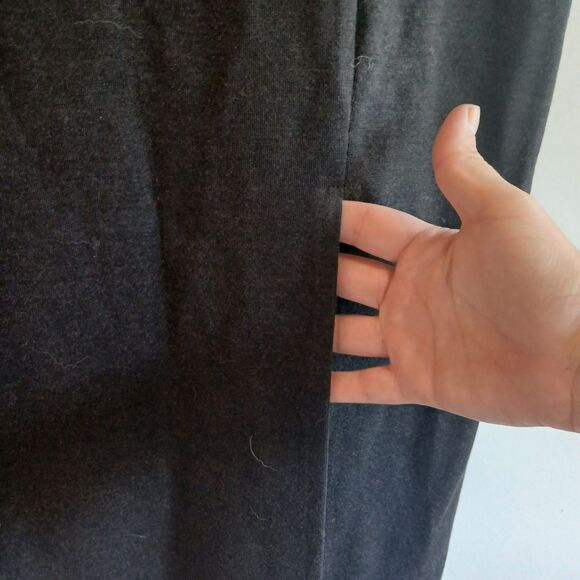 Vintage 90s Ann Mali Pull On Knit Maxi Skirt Size Small Gray Slit Whimsigoth - Picture 6 of 10